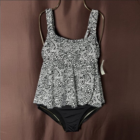 Lands' End Women's XS, XS-S LONG Flutter Fauxkini One Piece Swimsuit Chlorine Re - Picture 1 of 13
